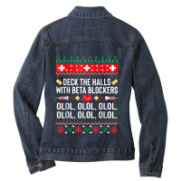 Deck The Halls With Beta Blockers Nurse Christmas Ugly Xmas Ladies Denim Jacket | Artistshot