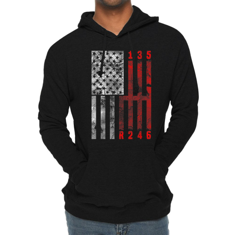 Stick Shift American Flag Muscle Car 6 Gears Mechanic Lightweight Hoodie | Artistshot