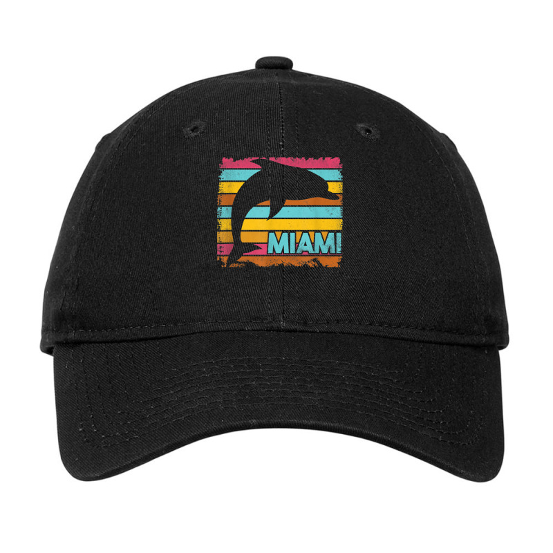 Miami Resident Vintage Dolphin Silhouette Souvenir Gift Adjustable Cap | Artistshot