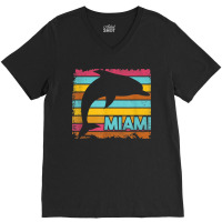 Miami Resident Vintage Dolphin Silhouette Souvenir Gift V-neck Tee | Artistshot