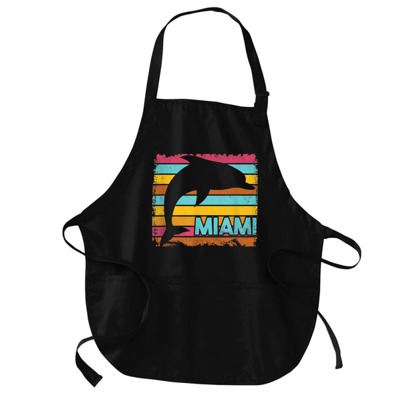 Miami Resident Vintage Dolphin Silhouette Souvenir Gift Medium-length Apron | Artistshot