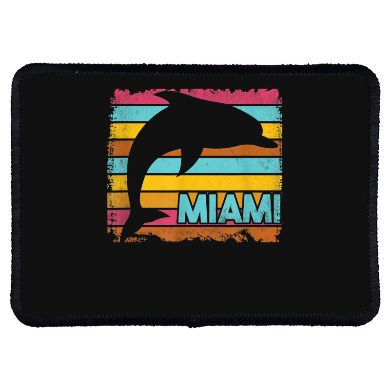 Miami Resident Vintage Dolphin Silhouette Souvenir Gift Rectangle Patch | Artistshot