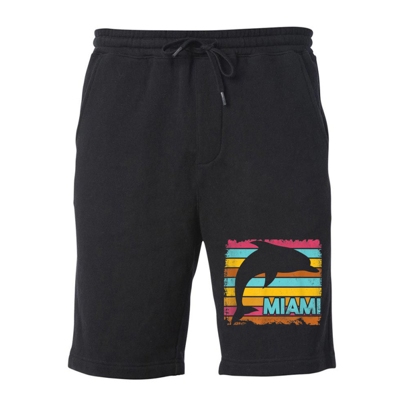 Miami Resident Vintage Dolphin Silhouette Souvenir Gift Fleece Short | Artistshot