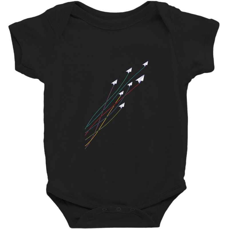 Paper Airplane Flying Colorful Paper Plane Master Origami Baby Bodysuit | Artistshot