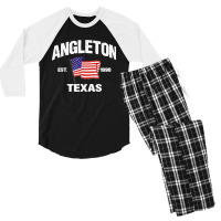 Angleton Texas Tx Usa Stars & Stripes Vintage Style Men's 3/4 Sleeve Pajama Set | Artistshot