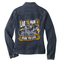 Live To Ride  Ride To Live Cool Triker Trike Bike Ladies Denim Jacket | Artistshot