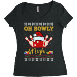 Ugly Christmas Gift for Bowling Player Bowly Lover Oh Bowly Night Ugly Women's Triblend Scoop T-shirt | Artistshot