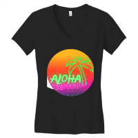 Aloha Hawaii Hawaiian Island Palm Beach Surfboard Sunset Premium Women's V-neck T-shirt | Artistshot