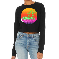 Aloha Hawaii Hawaiian Island Palm Beach Surfboard Sunset Premium Cropped Sweater | Artistshot