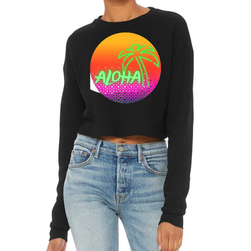 Aloha Hawaii Hawaiian Island Palm Beach Surfboard Sunset Premium Cropped Sweater by JOSEPHDOMINICWILLIS | Artistshot