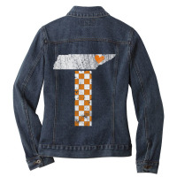 Tennessee Flag Vintage Football Fan Orange And White Gift Ladies Denim Jacket | Artistshot