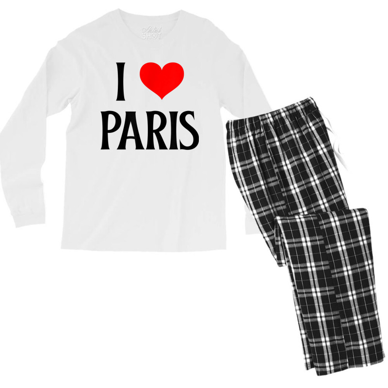 I Love Paris I Heart Paris France Family Travel Souvenir Men's Long Sleeve Pajama Set by SparkleTzeremes | Artistshot