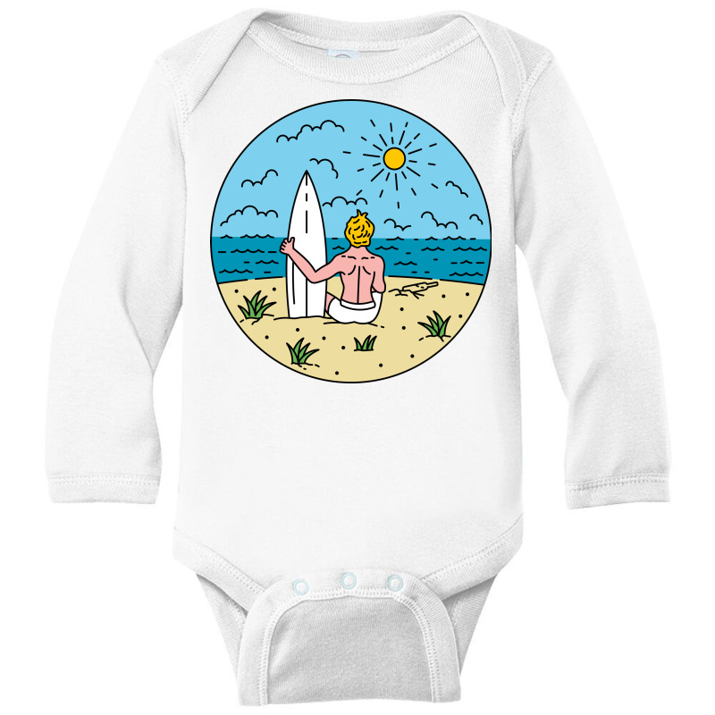 Surfers Paradise Long Sleeve Baby Bodysuit by polkam design | Artistshot