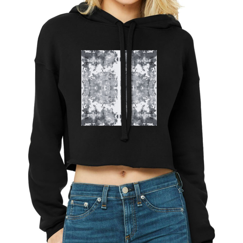 Grunge Kaleidoscope Black And White Pattern Cropped Hoodie by JoelSanchez | Artistshot