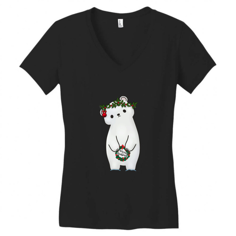 Christmas In Quarantine Merry Christmas Cute Polar Bear Women's V-Neck T-Shirt by LauraCraig | Artistshot