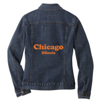 Chicago Illinois Il Retro Typography Ladies Denim Jacket | Artistshot