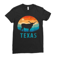 Texas Longhorn Cow Vintage Texan Cattle Herd Retro Lone Star Ladies Fitted T-shirt | Artistshot