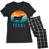 Texas Longhorn Cow Vintage Texan Cattle Herd Retro Lone Star Women's Pajamas Set | Artistshot