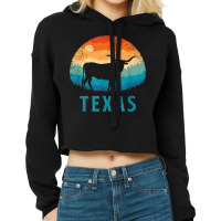 Texas Longhorn Cow Vintage Texan Cattle Herd Retro Lone Star Cropped Hoodie | Artistshot