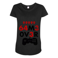 Game Over Leet Code Style  64m3 0v3r  Red And Black Maternity Scoop Neck T-shirt | Artistshot