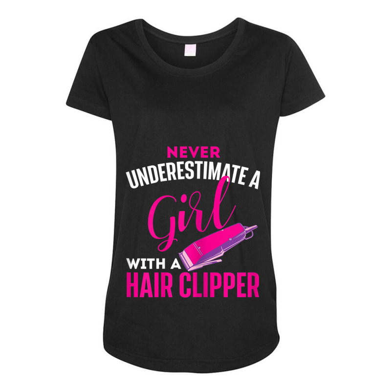 Womens Girl With Hair Clipper  Hairdresser Hair Stylist Barber Maternity Scoop Neck T-shirt by DelSegura | Artistshot