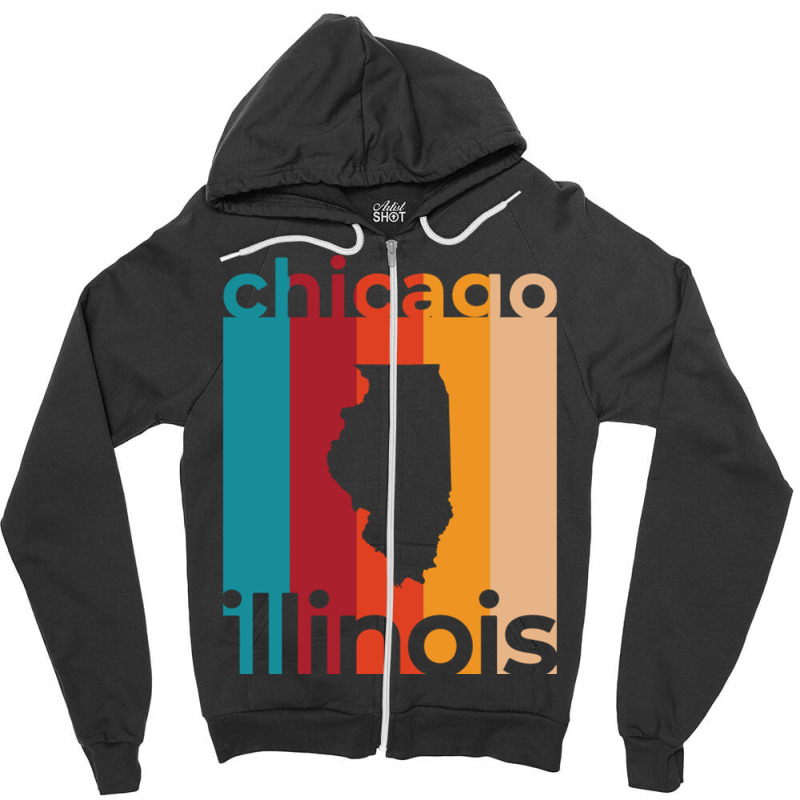 Chicago Illinois Retro Zipper Hoodie by TerriBeverly | Artistshot