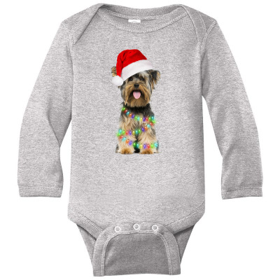 Yorkies Dog Christmas Long Sleeve Baby Bodysuit Designed By Neset