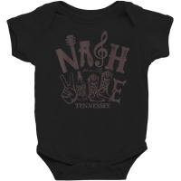 Nashville Music City Distressed Whiskey Tennessee Vintage T Shirt Baby Bodysuit | Artistshot