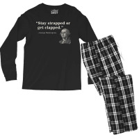 Funny 2nd Amendment Stay Strapped Or Get Clapped Washington Men's Long Sleeve Pajama Set | Artistshot