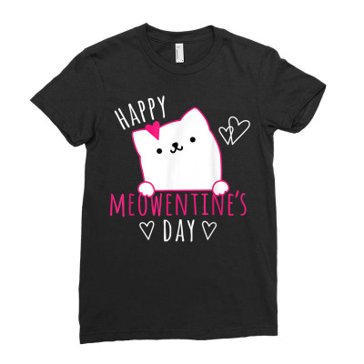 Cat Valentines Day Ladies Fitted T-shirt Designed By Bariteau Hannah