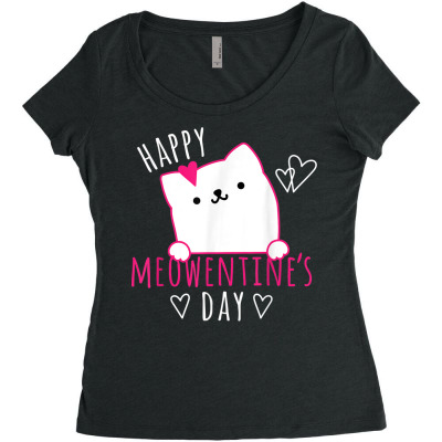 Cat Valentines Day Women's Triblend Scoop T-shirt Designed By Bariteau Hannah