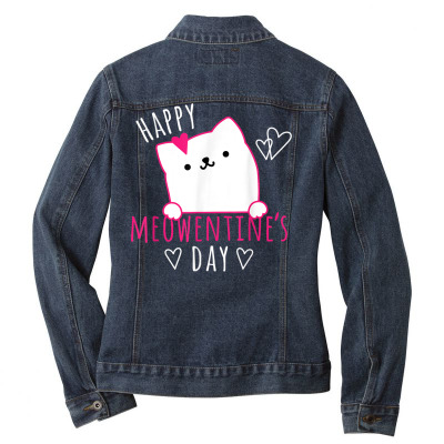 Cat Valentines Day Ladies Denim Jacket Designed By Bariteau Hannah