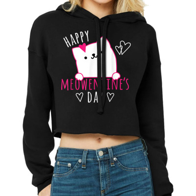 Cat Valentines Day Cropped Hoodie Designed By Bariteau Hannah