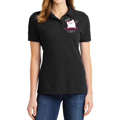 Cat Valentines Day Ladies Polo Shirt Designed By Bariteau Hannah