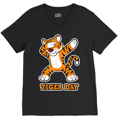 Tiger Day V-neck Tee Designed By Bariteau Hannah