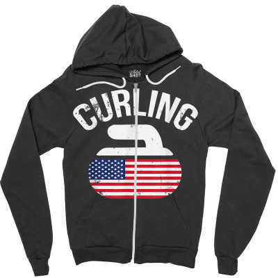 Curling Stone Zipper Hoodie Designed By Bariteau Hannah