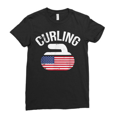 Curling Stone Ladies Fitted T-shirt Designed By Bariteau Hannah