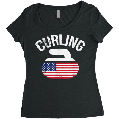 Curling Stone Women's Triblend Scoop T-shirt Designed By Bariteau Hannah