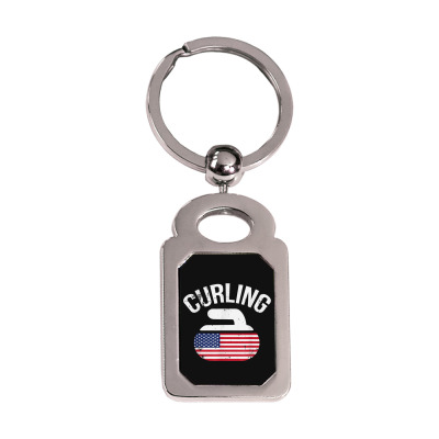 Curling Stone Silver Rectangle Keychain Designed By Bariteau Hannah