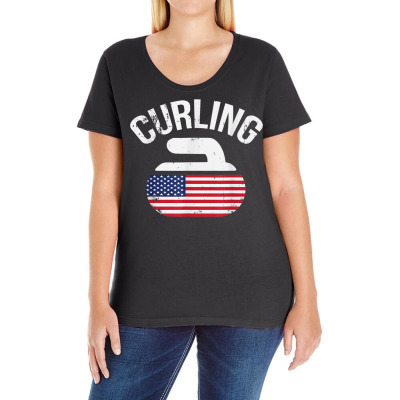 Curling Stone Ladies Curvy T-shirt Designed By Bariteau Hannah