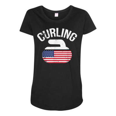 Curling Stone Maternity Scoop Neck T-shirt Designed By Bariteau Hannah