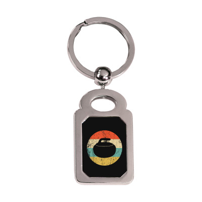 Curling Stone Silver Rectangle Keychain Designed By Bariteau Hannah