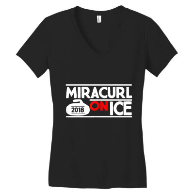 Miracurl On Ice Women's V-neck T-shirt Designed By Bariteau Hannah