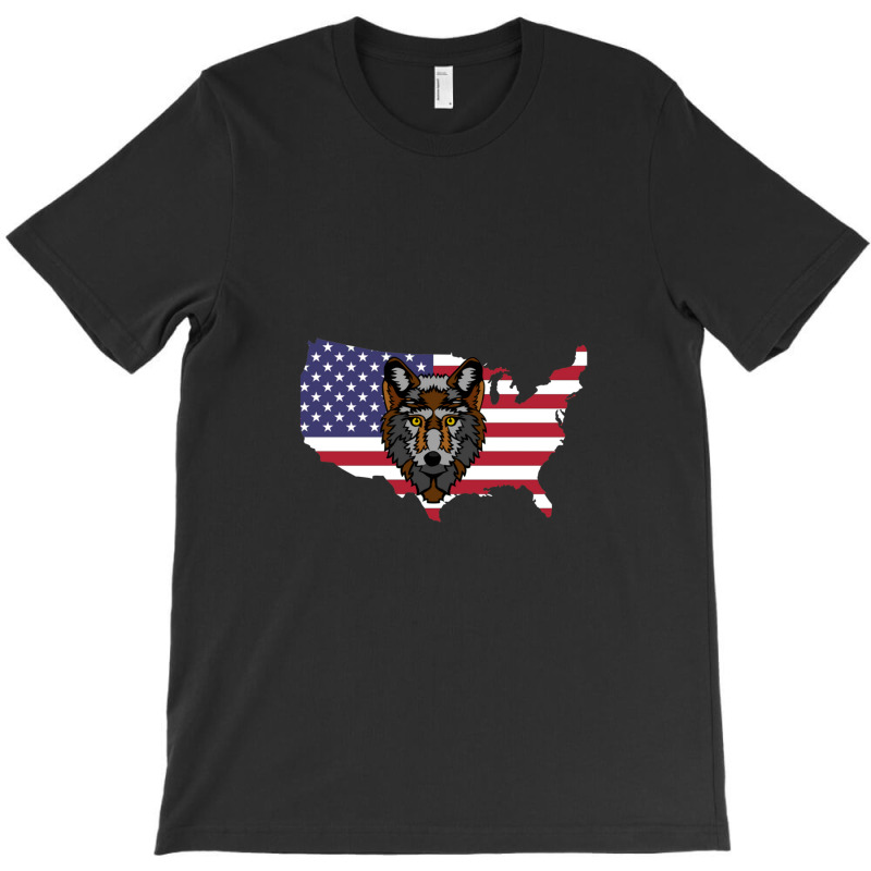 American Flag Map Wolf T-shirt | Artistshot