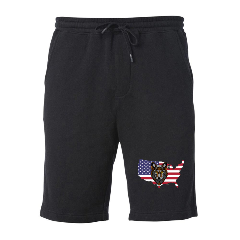 American Flag Map Wolf Fleece Short | Artistshot