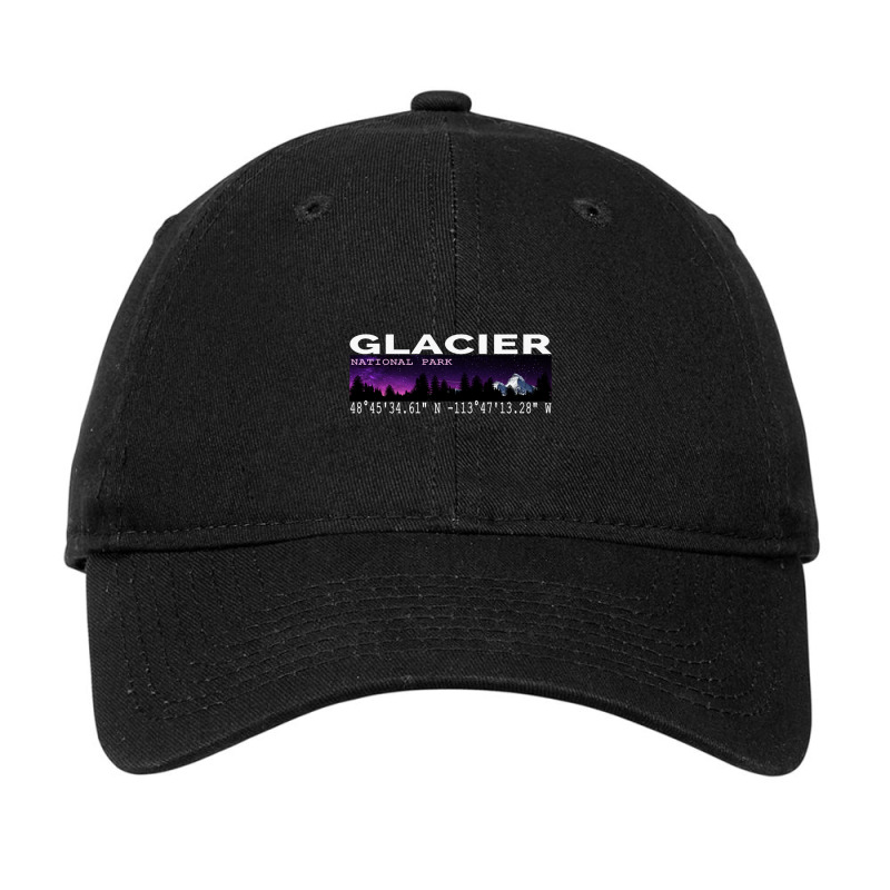 Glacier National Park Night Sky With Gps Location Design Adjustable Cap by DANIELKRUTCHEK | Artistshot