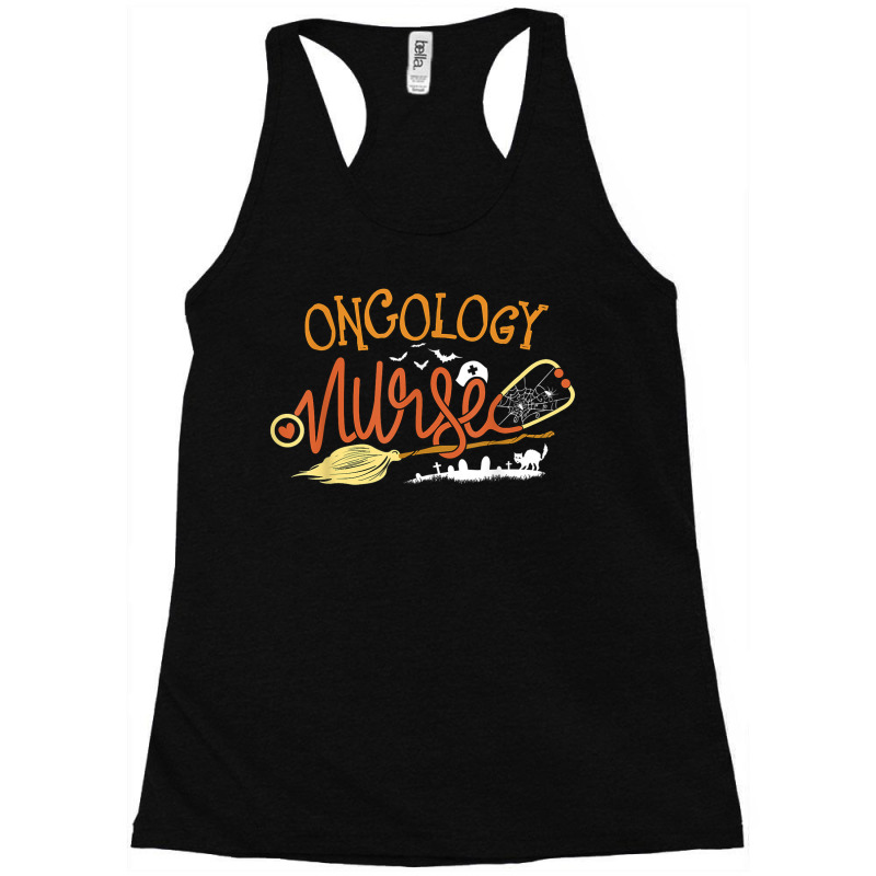 Oncology Nurse Halloween Oncologist Nursing Witch On Broom Racerback Tank by LucianaFoster | Artistshot