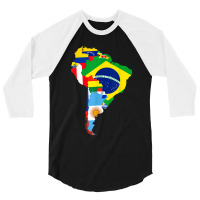 Latin South America Continent Map Flags 3/4 Sleeve Shirt | Artistshot