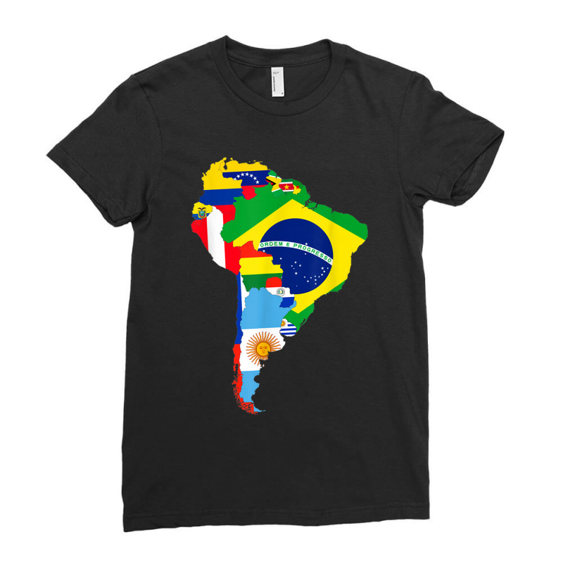 Latin South America Continent Map Flags Ladies Fitted T-Shirt by CruzChapman | Artistshot