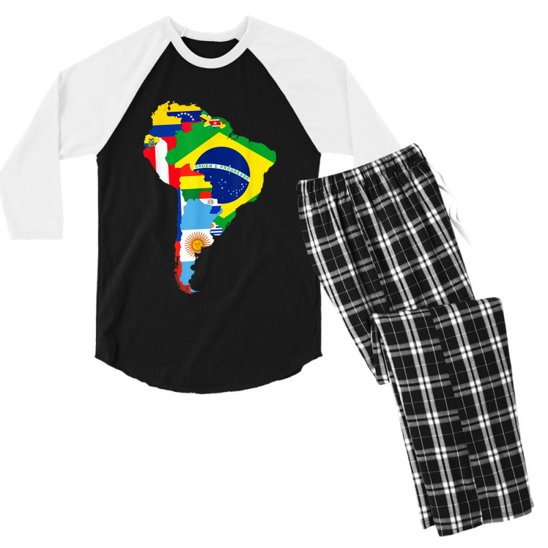 Latin South America Continent Map Flags Men's 3/4 Sleeve Pajama Set by CruzChapman | Artistshot